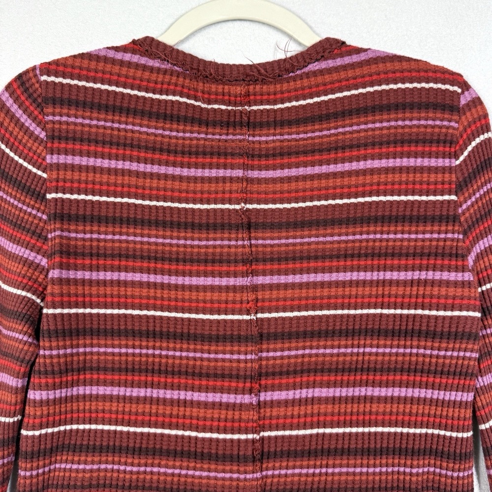 Faherty Top Womens Medium Legend Apres Waffle Knit Henley Button Striped Shirt - Picture 6 of 12